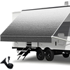 SHILI18' Rv Awning Fabric Replacement, 19oz Weatherproof Heavy Duty Anti-Fading Awning Replacement with Pull Strap, Outdoor Canopy for Camper, Trailer, Motorhome, BLACK Fade, (Fabric 17'2