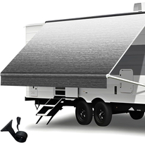 SHILI18' Rv Awning Fabric Replacement, 19oz Weatherproof Heavy Duty Anti-Fading Awning Replacement with Pull Strap, Outdoor Canopy for Camper, Trailer, Motorhome, BLACK Fade, (Fabric 17'2