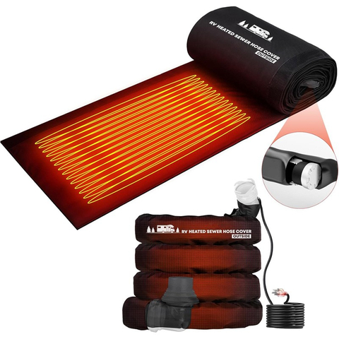 20FT Heated RV Sewer Hose Sleeve, Avoid Freezing at -45°F with Energy Saving Thermostat, Insulated Waterproof Heated Cover for RV Sewer Hose (Not Included), RV Winter Accessories for RV Camper