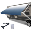 SHILI 18' RV Awning Fabric Replacement, 19oz Weatherproof Heavy Duty Anti-Fading Awning Replacement with Pull Strap, Outdoor Canopy for Camper, Trailer, Motorhome, BLUE Fade, (Fabric 17'2