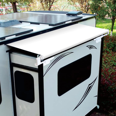 SHILI RV Slide Topper Awning, Slide Out Awning Kit Cover Assembly, Modular Camper Slideout Topper Protection for RVs, 5th Wheels,Travel Trailers and Motorhomes, white, 7'3