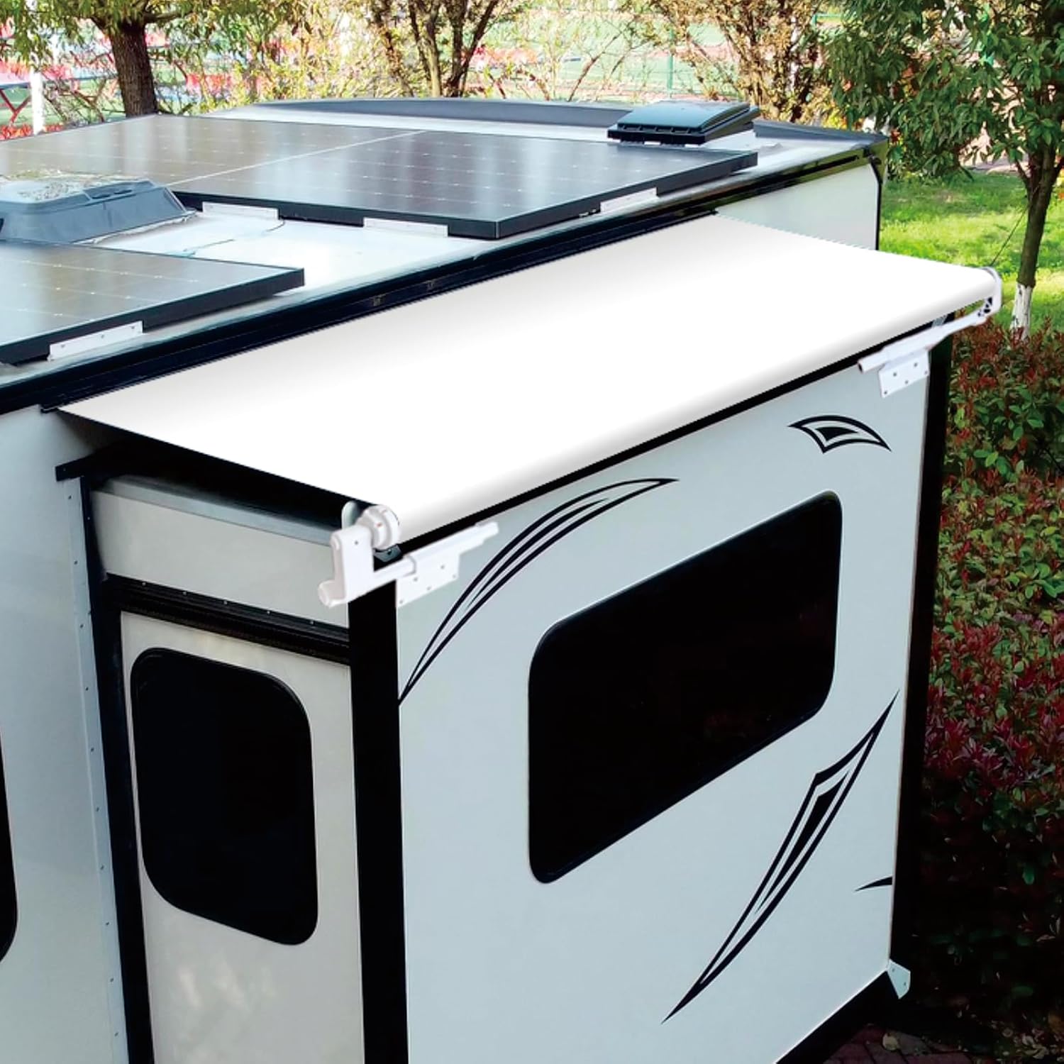 SHILI RV Slide Topper Awning, Slide Out Awning Kit Cover Assembly, Modular Camper Slideout Topper Protection for RVs, 5th Wheels,Travel Trailers and Motorhomes, white, 7'3