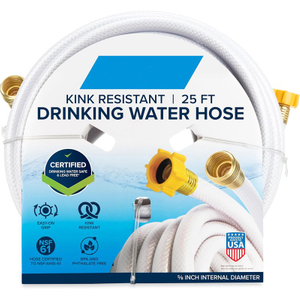 TastePURE 25-Ft Water Hose - RV Drinking Water Hose Contains No Lead, No BPA & No Phthalate - Features Diamond-Hatch Reinforced PVC Design - 5/8” Inside Diameter, Made in the USA (22783)