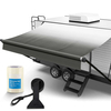 SHILI 18' RV Awning Fabric Replacement, 19oz Weatherproof Heavy Duty Anti-Fading Awning Replacement with Pull Strap, Outdoor Canopy for Camper, Trailer, Motorhome, BLACK Fade, (Fabric 17'2")