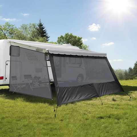 SHILI RV Awning Sun Shade Screen Sunshade 8' X 15' 3'' (Fit for 16' Awning)- Mesh Sunscreen Motorhome Camper Trailer Awning Shade Screen UV Blocker Completed Kits - 3 Year Warranty (Black)