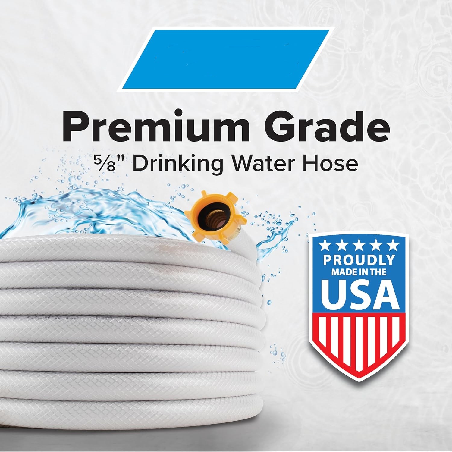 NSF61 25Ft Water Hose - RV Drinking Water Hose Contains No Lead, No BPA & No Phthalate - Features Diamond-Hatch Reinforced PVC Design - 5/8” Inside Diameter