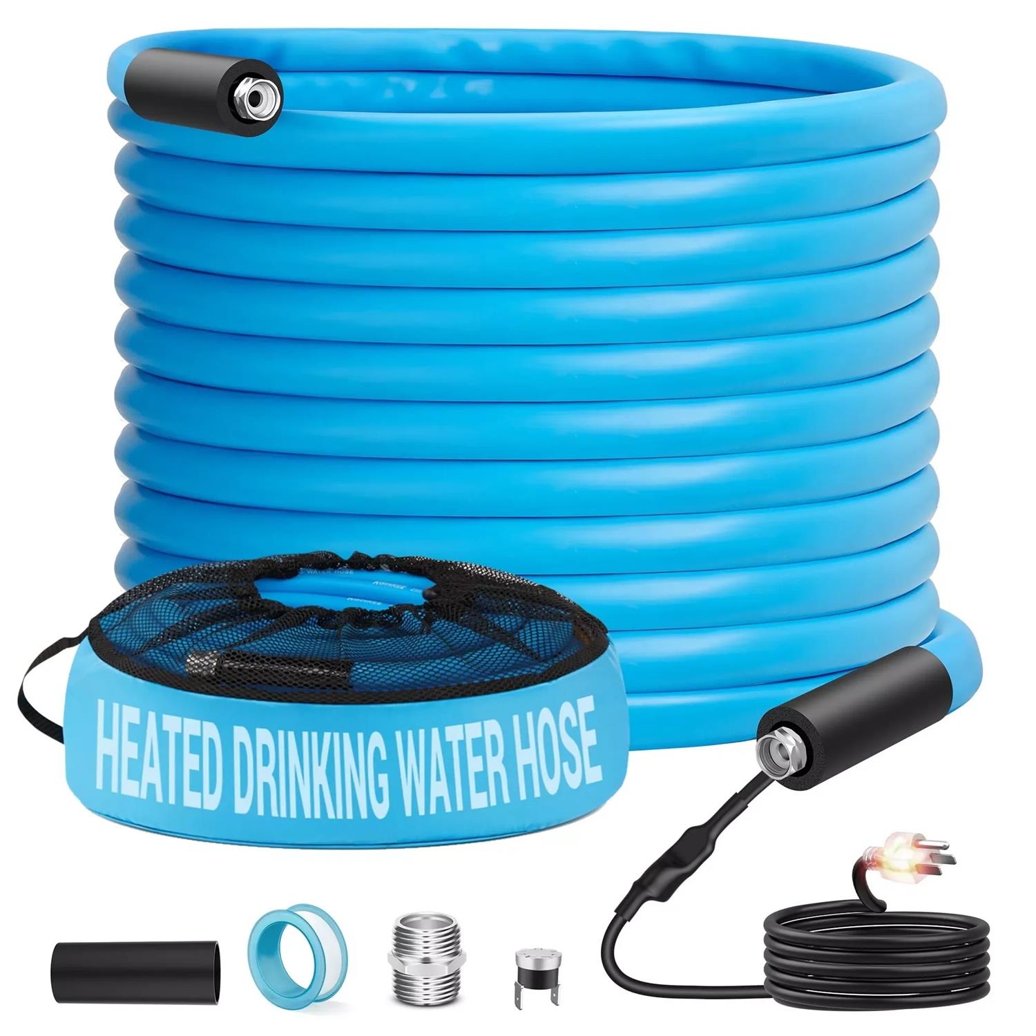 NSF61 NSF372 25FT RV Water Hose with Storage Bag, 5/8'' Premium Drinking Water Hose Leak Free, No Kink and Flexible Garden Hose for RV, Camper, Truck, Car - Blue