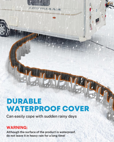 10FT Heated RV Sewer Hose Sleeve, Avoid Freezing at -45°F with Energy Saving Thermostat, Insulated Waterproof Heated Cover for RV Sewer Hose (Not Included), RV Winter Accessories for RV Camper