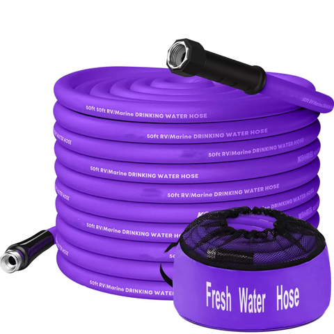 NSF61 25Ft Water Hose - RV Drinking Water Hose Contains No Lead, No BPA & No Phthalate - Features Diamond-Hatch Reinforced PVC Design - 5/8” Inside Diameter